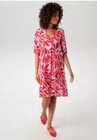 Aniston CASUAL Blusenkleid mit farbharmonischen, grafischen Bl&auml;tterdruck