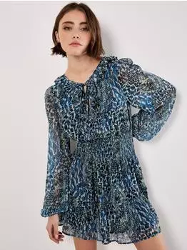 Apricot Patchworkkleid Rüschen grün