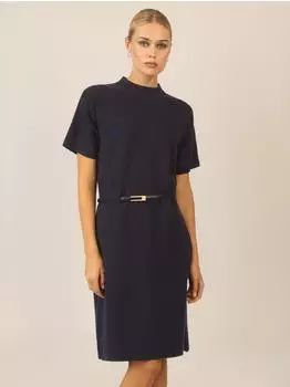 APART Strickkleid Gürtel blau schwarz