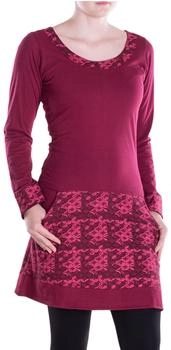 Vishes Langarmshirt-Kleid Leicht Kurze dunkelrot