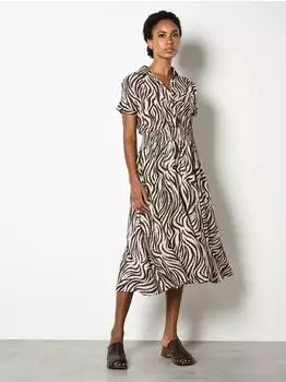 Apricot Midikleid Zebradruck stone
