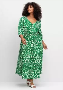 Sheego Druckkleid weiß grün-offwhite