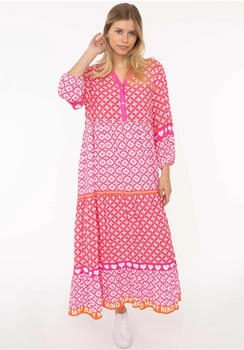 Zwillingsherz Dreams Maxikleid mit Mustermix, Knopfleiste und 3/4 Arm (62475801) pink