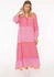 Zwillingsherz Dreams Maxikleid mit Mustermix, Knopfleiste und 3/4 Arm (62475801) pink