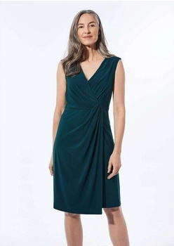 GOLDNER Jerseykleid mit V-Ausschnitt, Hemdkragen und Ballonärmeln smaragdgrün