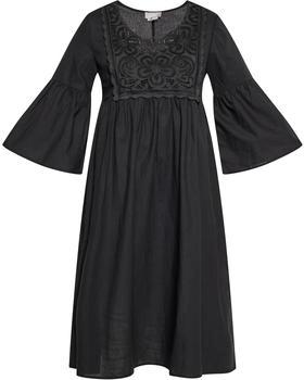 Usha Kleid mit Spitze und Volant schwarz