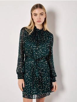 Apricot Glitter Kleid im Wickelstil grün/weiß