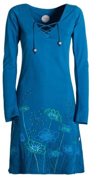 Vishes Langarm-Shirtkleid mit Blumendruck türkis