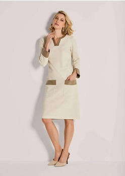 Madeleine Knielanges Kleid mit Rundhalsausschnitt cappuccino/perlweiß
