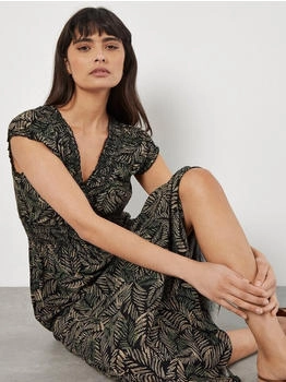 Apricot Viskose Maxikleid im Allover-Look khaki