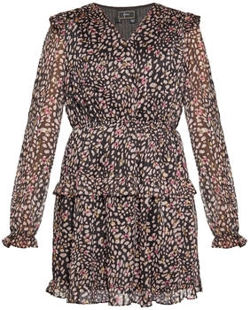 Faina Kleid mit V-Ausschnitt und Puffärmeln gold/pink/rosa/schwarz