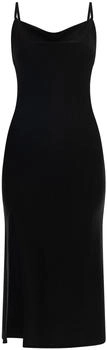 myMo Kleid mit Wasserfall-Ausschnitt und Spaghettiträgern schwarz