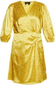 Faina Kleid mit V-Ausschnitt und Puffärmeln gelb/dunkelgelb