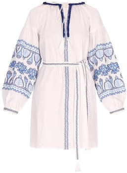 Usha Kleid mit Stickerei hellblau/dunkelblau/weiß