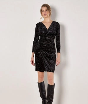 Apricot Glitzerkleid im Wickelstil schwarz