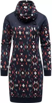 Ragwear Chlloe Aztec YOUMODO Langarm Midikleid mit Aztec-Muster (822222-0001-09940) navy