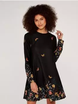 Apricot Cocktailkleid mit Rundhals, lockere Passform blau/gelb/grün/schwarz