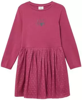 s.Oliver Kurzes Kleid mit Mesh-Rock und Glitzerprint Rosa 2169476.4465.