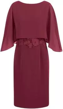 APART Kleid mit Chiffoncape in Lagenoptik mit Spitzenborte (57186_36) bordeauxrot