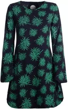 Vishes Blumen-Tunika Shirt-Kleid Glockenärmel (A-2323/swgn) schwarz-grün