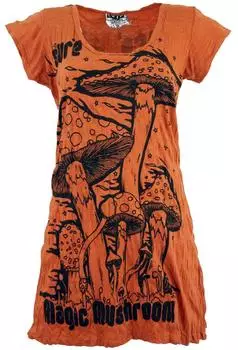 Guru-Shop Magic Mushroom Long Shirt, Minikleid (38435) rostorange