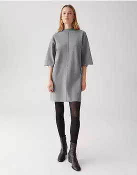 Opus Wanalo Minikleid aus Milano Strick dunkelgrau