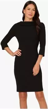 Adrianna Papell Rolled Neck Crepe Midi Kleid Slim Fit schwarz