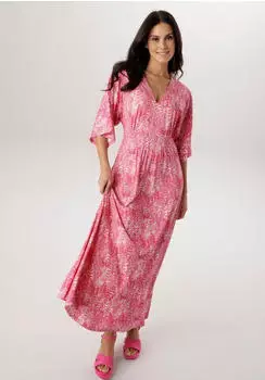 Aniston Maxikleid mit weiten, 3/4-langen Ärmeln pink/weiß