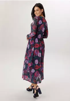 Aniston Midikleid in Mesh-Qualität mit floralem Batik-Muster dunkelblau/dunkelgrün/eosin/rot
