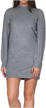 Jacqueline de Yong Kleid mit Stehkragen und Puffärmeln graumeliert