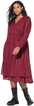 Studio Untold Midi Kleid Chiffon mit Rauten Wickeloptik weinrot