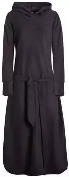 Vishes Langes Fleecekleid mit Kapuze und Daumenlöchern (A-2520/sw/XL) schwarz