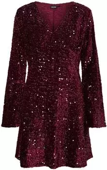 Pieces Pckam Ls V-Neck New Dress JRS tawny port/bordeaux