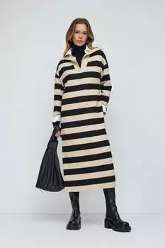 No Matter What No Matter What Mini Kleid Gestreift Oversized beige/schwarz