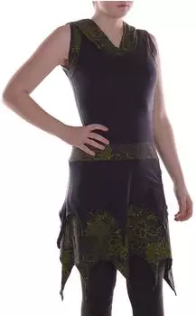 Vishes A-Linien Midirock mit Blumenmuster und Taschen (A-2135) schwarz-olive