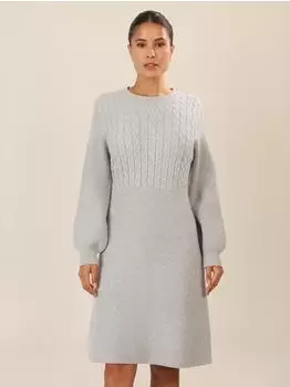 APART Strickkleid mit grafischem Blockmuster grau/graumeliert