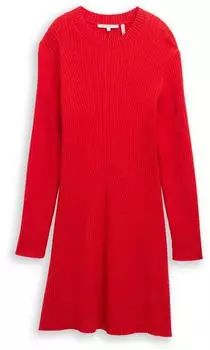 Tom Tailor Denim Strickkleid mit Stehkragen rot