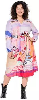 Angel of Style A-Linien Kleid Alloverdruck Langarm blau/pink/rosa/schwarz
