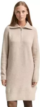 Tom Tailor Denim Mini-Kleid mit Troyer-Kragen (1049060) cosy beige melange