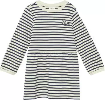 s.Oliver Leichtes Sweat-Kleid mit glitzerndem Stickerei-Detail creme blau 2170306.04G1.
