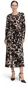 Betty Barclay Plisseekleid langarm beige/braun