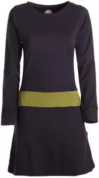 Vishes Daumenloch Stehkragen Kleid mit Taschen olive-türkis