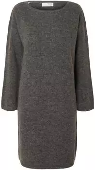 Selected Slflulu Ls Strick New O-Neck Kleid Noos (16098139) dunkelgrau