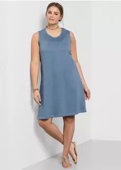 Sheego Shirtkleid mit Smok-Einsatz A-Linie (SHG9nbt001000001) blau