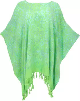 Guru-Shop Batik Kaftan Tunika Übergroße (57189) hellgrün