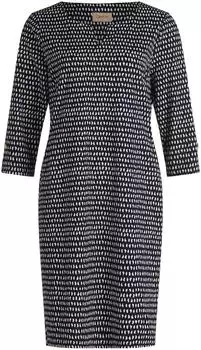 Cartoon Druckkleid Casual-Kleid mit Muster (1962/7213) dunkelblau/weiß