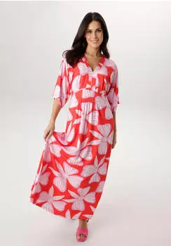 Aniston Maxikleid mit weiten, 3/4-langen Ärmeln rosa/rot/weiß