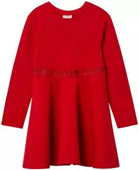 s.Oliver Kurzes Interlock-Kleid mit Logo-Glitzer-Tape rot 2173296.3384.