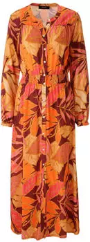 Aniston Maxikleid mit grafischen Blättern orange/mandarine/pink/dunkelrot