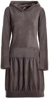 Vishes Langes Fleecekleid mit Kapuze und Daumenlöchern olive